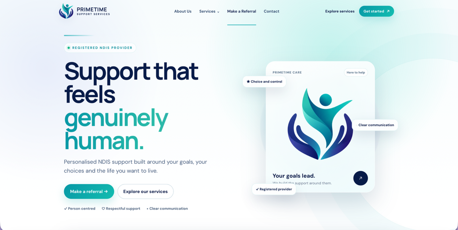 PrimeTime Support Services website